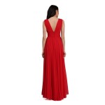 Carmen Kırmızı Şifon V Yaka Uzun Abiye Elbise