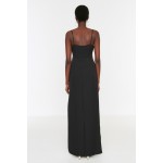 Siyah Bel Detaylı Abiye & Mezuniyet Elbisesi TPRSS22AE0041