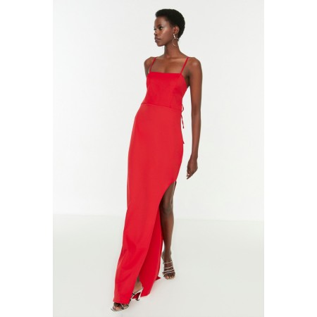 Kırmızı Sırt Detaylı Abiye & Mezuniyet Elbisesi TPRSS22AE0043