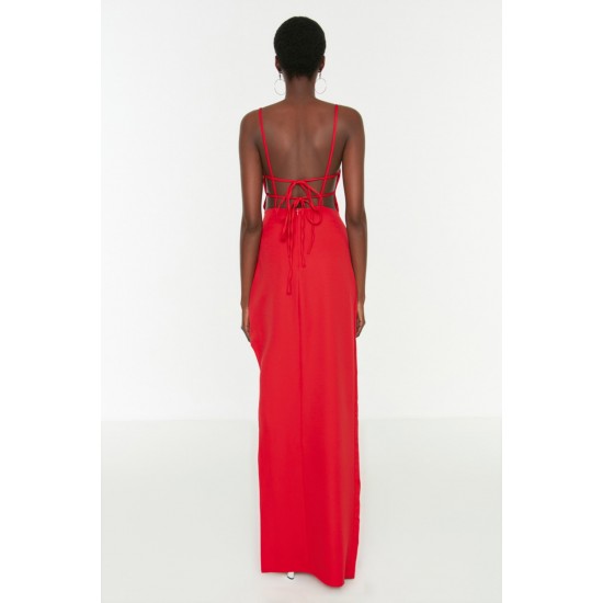 Kırmızı Sırt Detaylı Abiye & Mezuniyet Elbisesi TPRSS22AE0043