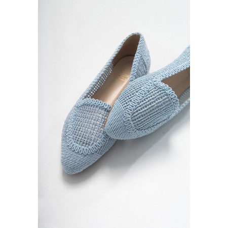 Kadın Mavi Örme Babet Ayakkabı 101