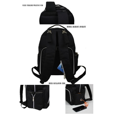Duo Backpack For Mothers Bebek Bakım Çantası-siyah