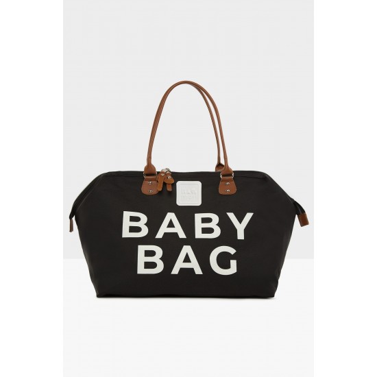 Siyah Baby Bag Baskılı Bebek Bakım Çantası