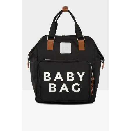 Siyah Baby Bag Baskılı Cepli Anne Bebek Bakım Sırt Çantası M000005163