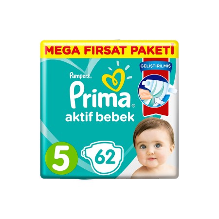 Bebek Bezi Aktif Bebek 5 Beden 62 Adet Junior Mega Fırsat Paketi