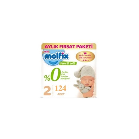 Pure&soft Bebek Bezi Mini No:2 3-6 Kg 124 Adet