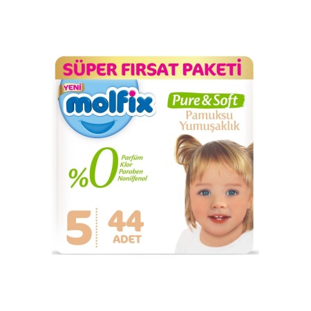 Pure&Soft Bebek Bezi 5 Beden Junior Süper Fırsat Paketi 44 Adet