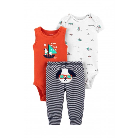 Layette Erkek Bebek 3'lü Set - Tma