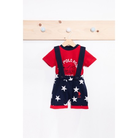 U.s. Polo Assn Stars Kırmızı Erkek Bebek Salopet Takım