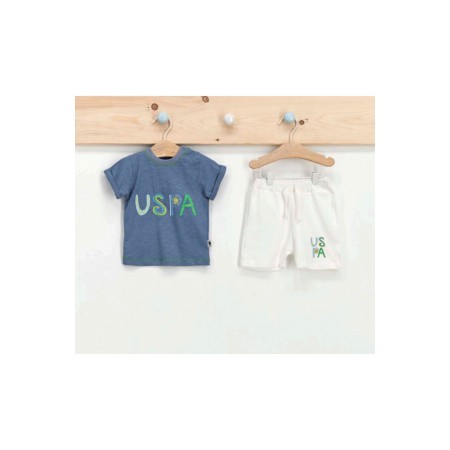 Bebek Indigo Kısa KolT-shirt Takım  2'li Usb293