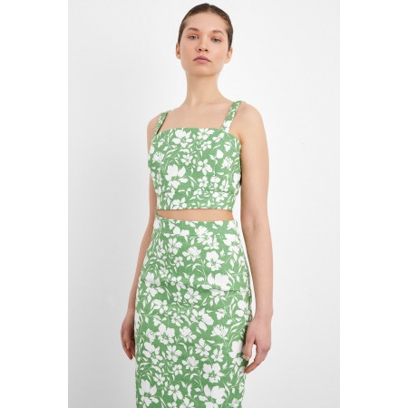 Kadın Yeşil Askılı Crop Bluz