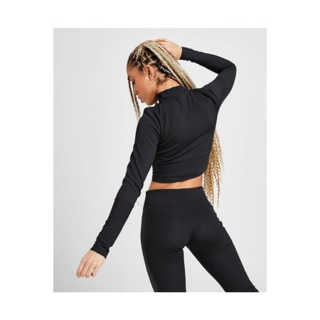Sportswear Kadın Uzun Kollu Crop Üst Siyah Ribbed Half-zip Long-sleeve Top Dd3713-010ss