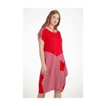 Kadın Kırmızı Boyundan Bağlamalı Büyük Beden Marine Elbise
