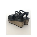 Kadın Siyah Çapraz Dolgu Topuklu Deri Ayakkabı