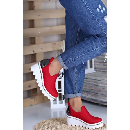 Irna Ince Bant Beyaz Kadın Dolgu Topuklu Ayakkabı