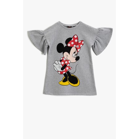 Minnie Mouse Lisanslı Baskılı Elbise Kısa Kollu