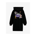 Looney Tunes Lisanslı Baskılı Kapüşonlu Sweatshirt Elbise