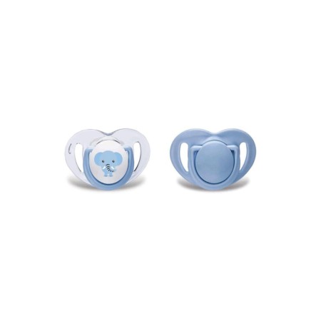 Silikon Ortodontik İkili Emzik Mavi Fil / 12 ay +