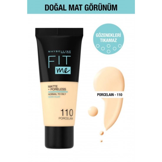 Fit Me Matte+poreless Fondöten - 110 Porcelain