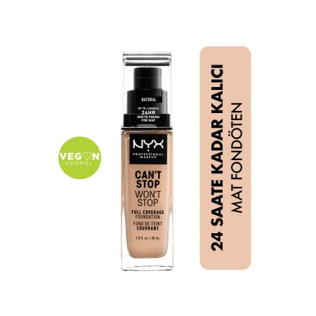 Fondöten - Can't Stop Won't Stop Full Coverage Foundation 07 Natural 30 ml 800897157234