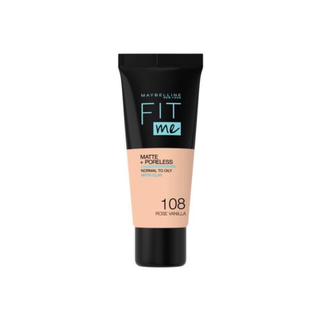 Mat Fondöten - Fit Me Matte + Poreless Foundation 108 Rose Vanilla 3600531550967