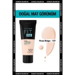 Mat Fondöten - Fit Me Matte + Poreless Foundation 107 Rose Beige 3600531549381