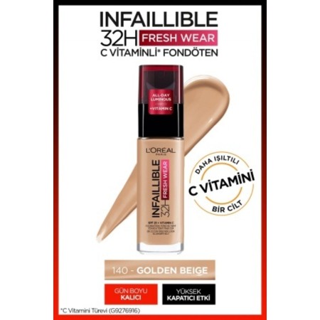 L'Oréal Paris Infaillible 32H Fresh Wear C Vitaminli Fondöten - 140 Golden Beige
