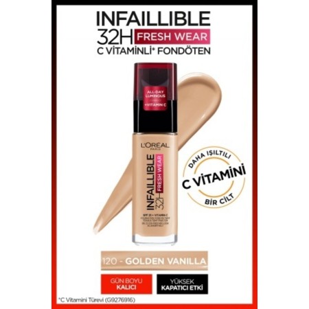 L'Oréal Paris Infaillible 32H Fresh Wear C Vitaminli Fondöten - 120 Golden Vanilla