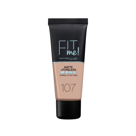 Mat Fondöten - Fit Me Matte + Poreless Foundation 107 Rose Beige 3600531549381