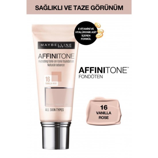 Nemlendirme Etkili Fondöten - Affinitone Foundation 16 Vanilla Rose 30 ml 3600530427482