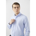 Slim Fit Mavi Armürlü Gömlek