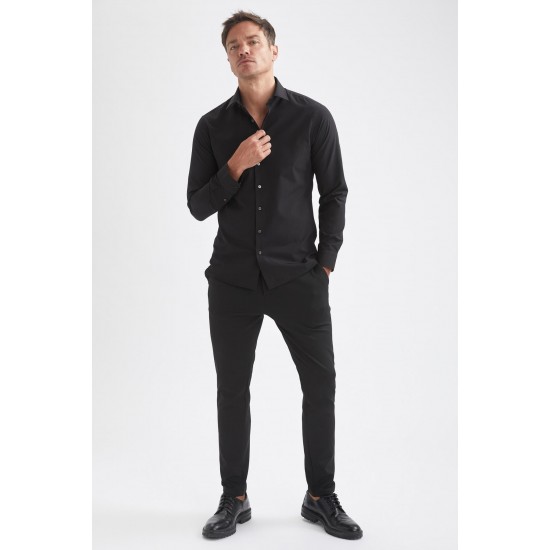 Erkek Siyah Slim Fit Klasik Uzun Kollu Gömlek R4340AZ21AU