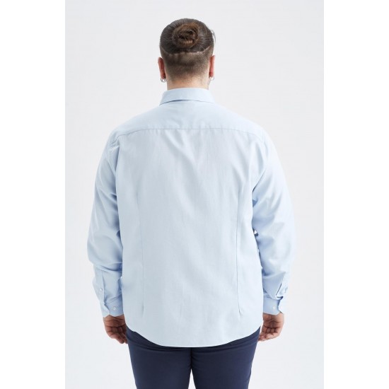 Erkek Mavi Modern Fit Klasik Uzun Kollu Gömlek R4352AZ21AU