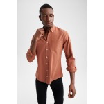 Slim Fit Polo Yaka Uzun Kollu Gömlek