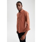 Slim Fit Polo Yaka Uzun Kollu Gömlek