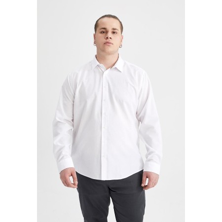 Erkek Beyaz Slim Fit Klasik Uzun Kollu Gömlek R4340AZ21SP