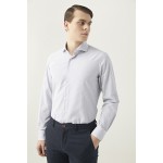 Slim Fit Lacivert Çizgili Gömlek