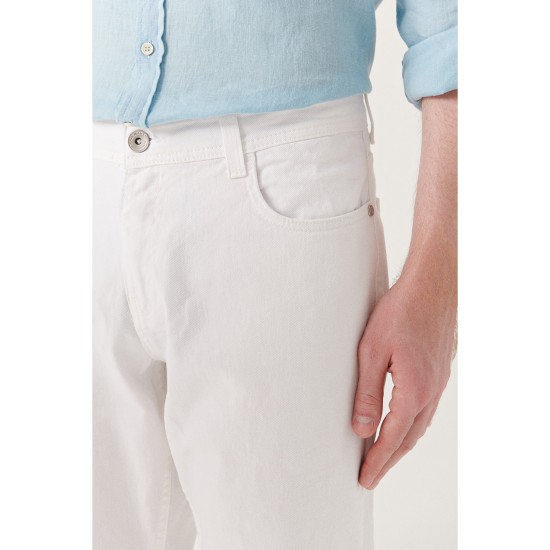 Erkek Beyaz Regular Fit Jean Pantolon E003523