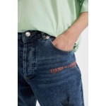 90's Slim Fit Normal Bel Boru Paça Baskılı Jean Pantolon