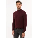 Erkek Bordo Slim Fit Yarım Balıkçı Yaka Triko Kazak G021SZ0TK.000.1129187