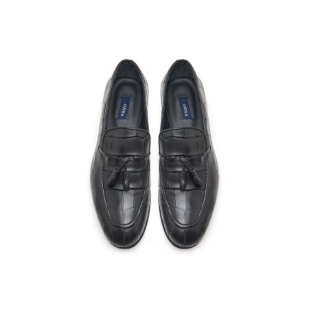 Samuel Siyah Erkek Kroko Baskılı Deri Klasik Ayakkabı