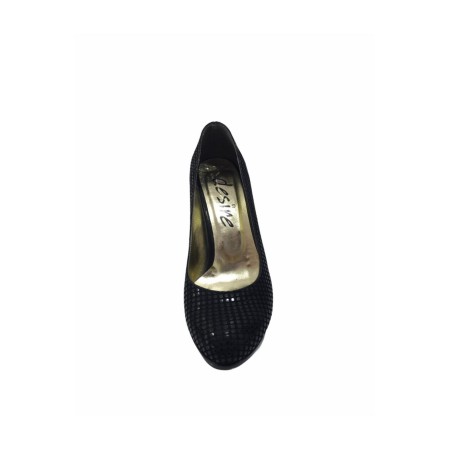 Kadın Siyah Desenli Platform Topuklu Klasik Abiye Ayakkabı