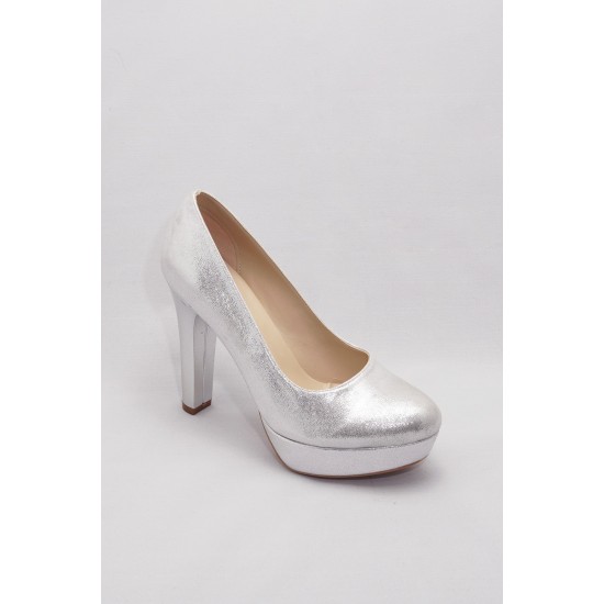 Gümüş Kadın Klasik Topuklu Ayakkabı CNR2001Gümüş Sıvama