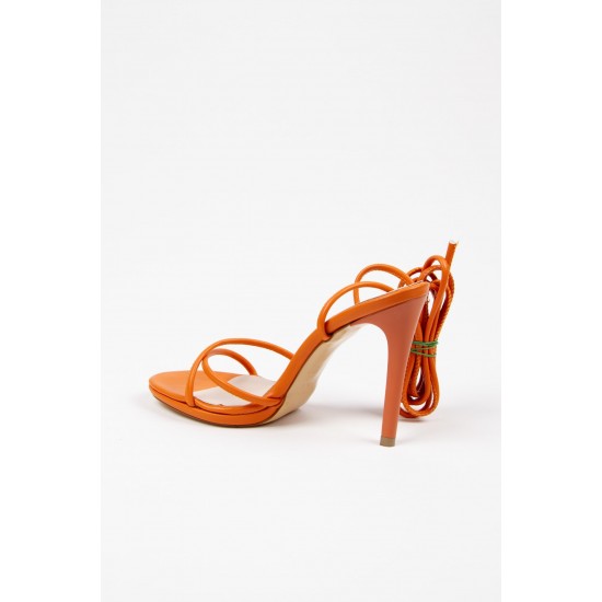 Kadın Turuncu (orange) Suni Deri Cilt Bilekten Bağlamalı Ince Topuklu Platformlu Rahat Şık Ayakkabı