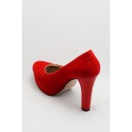 Kırmızı Kadın Klasik Topuklu Ayakkabı CNR2001Kırmızı Süet