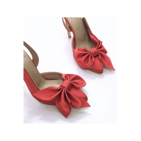 Kadın Tek Bantlı Kırmızı Süet Topuklu Ayakkabı