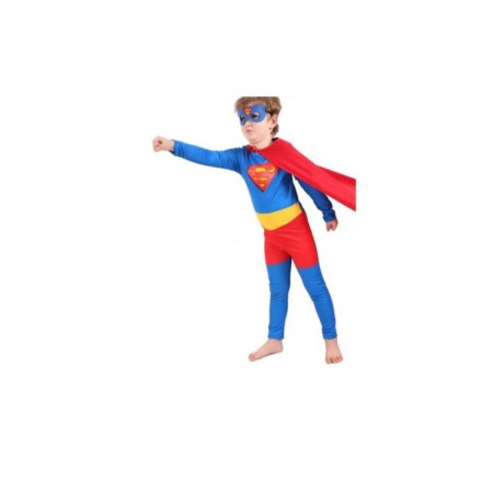 Erkek Çocuk Mavi Maskeli Pelerinli Basic Kostüm