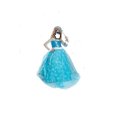Kız Çocuk Mavi Elsa Kostüm