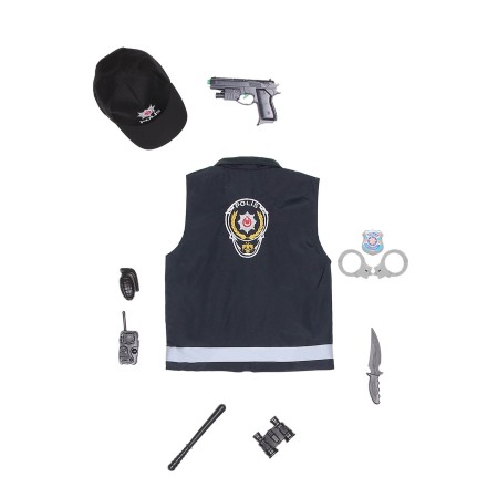 Unisex Lacivert Polis Yeleği Kostümü Çocuk Kıyafeti Şapka Oyuncak A1 Fbrklj938