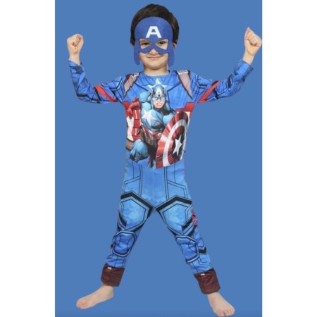 Erkek Çocuk Yaşayan Efsane Kaptan Amerika Maskeli Kostüm Captain America